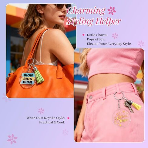 Joyclub Acrylic Keychain Blanks Kit - 140 Pcs Including Clear Round Acrylic Blanks, UV Stickers, Tassels, Key Rings, Jump Rings, Packing Cards and Bags for DIY Vinyl Crafting in Kuwait