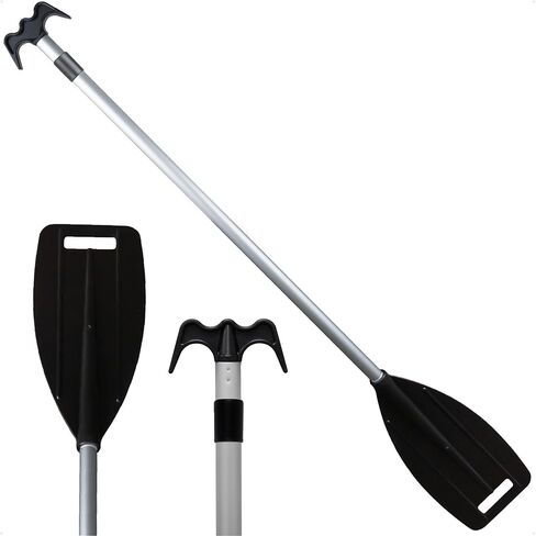 Five Oceans Canoe Paddle, Telescoping Canoe Paddles and Boat Hook, Black, Extend from 45" to 72", Anodized Aluminum Shaft, Reinforced ABS Plastic Blade & Hook, Lightweight - FO1885 in Saudi Arabia