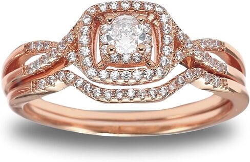 Frances Square Halo Black Wedding Ring Set for Women by Ginger Lyne CZ Engagement Rings for Women Sterling Silver Wedding Bands for Her | Cubic Zirconia Bridal Sets | Half Eternity Band in Saudi Arabia