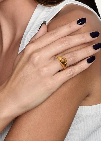 YeGieonr Gold Rings for Women Non Tarnish 2pcs Set, Signet & Chunky Statement Rings, Waterproof, 18K Gold Plated Stainless Steel – Fashion Jewelry Gift in Kuwait