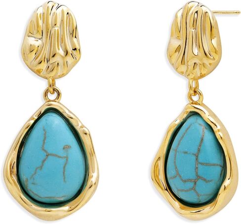 Jean Beau Gold Dainty Gemstones Dangle Drop Earrings for Women, Small Trendy Natural Stone Healing Teardrop Irregular Dangling Earings Prom Wedding Accessories Fashion Jewelry Gift in Saudi Arabia