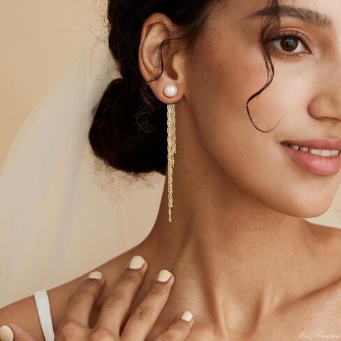 CHESKY Pearl Earrings for Women Small Freshwater Pearl Drop Dangle Earrings 14K Gold Plated Dainty Stud Earrings for Women Elegant Gold Studs Trendy Bridal Wedding Jewelry Gifts in Saudi Arabia