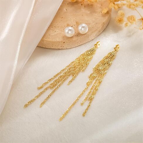 CHESKY Pearl Earrings for Women Small Freshwater Pearl Drop Dangle Earrings 14K Gold Plated Dainty Stud Earrings for Women Elegant Gold Studs Trendy Bridal Wedding Jewelry Gifts in Saudi Arabia