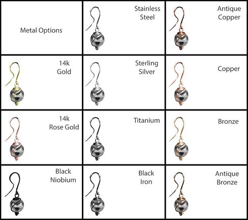 Chrysoberyl Cat’s Eye 10mm Dangly Swirl Drop Earrings in Steel, Copper, Bronze, Black Iron, Titanium, Sterling Silver, 14K Gold, Rose Gold, or Black Niobium Wire (Handmade), in Kuwait