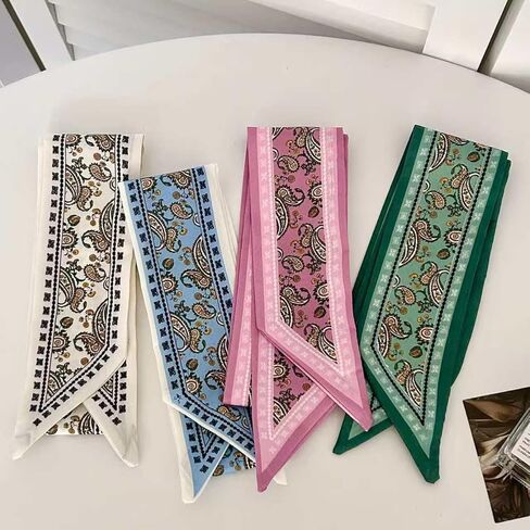 WENLOOY 4 Pack Purse Scarf Bags for Women Handbag Scarfs Band Lightweight Skinny Hair Neck Accessories Fashion Gifts in Kuwait