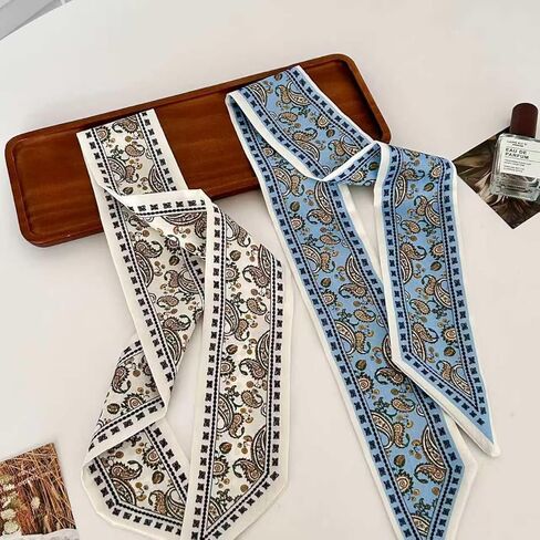 WENLOOY 4 Pack Purse Scarf Bags for Women Handbag Scarfs Band Lightweight Skinny Hair Neck Accessories Fashion Gifts in Kuwait