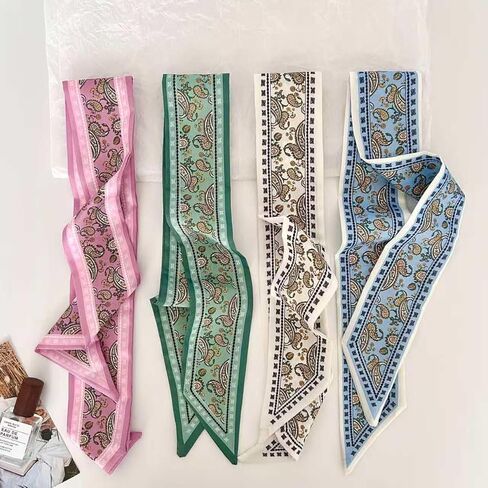 WENLOOY 4 Pack Purse Scarf Bags for Women Handbag Scarfs Band Lightweight Skinny Hair Neck Accessories Fashion Gifts in Kuwait