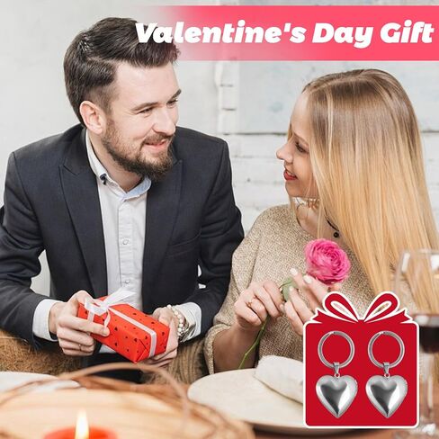 4PCS Silver Heart Locket Keychain for Women, Stainless Steel Heart-Shaped Locket Key Chain That Hold Pictures for Mother's Day Girlfriend Birthday Gifts in Saudi Arabia