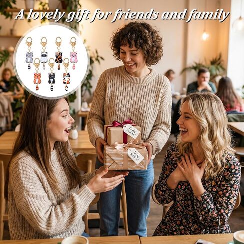 7 Pcs Cute Cat Keychains, Alloy Kawaii Keychain, Printed Funny Keychains, Cat Pendant Cut Key Chains for Car Keys, Wallets, Handbags (Heart-Shaped Buckles) in Kuwait