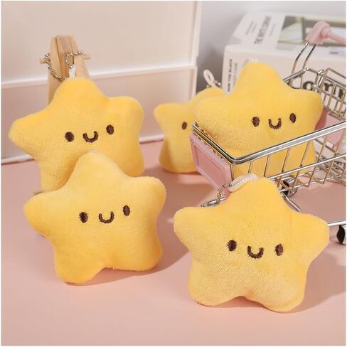 Cute Cartoon Star Keychain Bag Charms for Handbags Plush Star Purse Charms Kawaii Backpack Accessories Gifts for Friend in Saudi Arabia