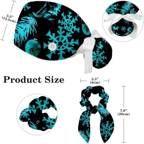 Honexa Christmas Snowflake Winter Scrub Caps Surgical Women with Button Adjustable Hats Scrunchie for Multicoloured6 in Saudi Arabia