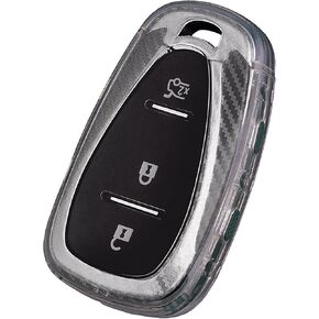 غطاء مفتاح TANGSEN Key Fob مصنوع من مادة TPU متوافق مع Chevy Blazer Camaro Cruze Equinox Malibu Sonic Traverse TRAX نسيج من ألياف الكربون الشفاف 3 4 5 أزرار غطاء مفتاح واقٍ in Kuwait