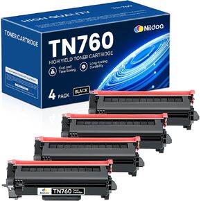 خرطوشة حبر TN760 TN-760 بديلة سوداء عالية الإنتاجية لحبر الطابعة Brother TN760 TN-760 MFCL2750DW HLL2390DW MFCL2710DW HL-L2350DW 4 عبوات in Kuwait