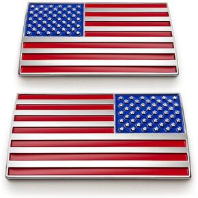 The American Flag Car Badge Emblem Bundle - Left & Right Facing in Black & Chrome in Kuwait