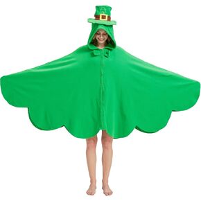 St. Patrick’s Day Costume Irish Leprechaun Cosplay Poncho Green Shamrock Shape Cloak for Women and Men in Kuwait