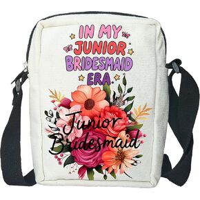 Junior Brides-maid Canvas Crossbody Bag In My Junior Bridesmaid Era Shoulder Bag Bridal Party Bag For Wedding in Kuwait