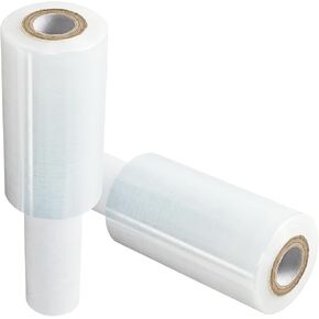 1 Pack Stretch Wrap Film with Handle, 3.94 Inch x 492 Ft Industrial Strength Hand Stretch Wrap, Heavy Duty Self Adhering Plastic Pallet Shrink Film for Packing Moving and Storage, Clear in Kuwait