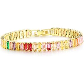 Tennis Bracelet, 14K Gold Plated Silver, Women's, Statement Bride, Adult, Medium, 20 Grams, 2 Inches in Kuwait