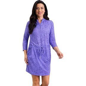 IBKUL Athleisure Wear Sun Protective UPF 50+ Icefil Cooling-Annie 3/4 Sleeve Drawstring Dress in Kuwait