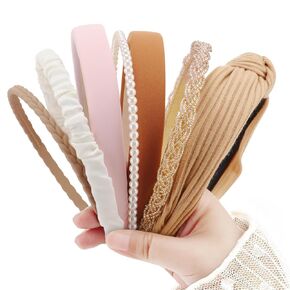 7 Pack Headbands for Women Girls Cute Headbands Non Slip Floral Padded Pearl Hairbands Fashion Hair Accessories Multi-style Headband Pack in Saudi Arabia
