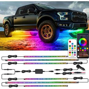 ‌Glowlendra RGB-IC Smart Underglow Lights Kit for Cars, 6PCs Waterproof LED Strip Lights with APP Remote Control, 16 Million Colors Music Sync DIY Modes for SUVs Trucks in Saudi Arabia