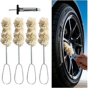 HZEL Car Tire Lubricant Brush Applicator Swab, 4PCS 11.81 Inch Extra Long Handle Vehicle Wheel Lubricant Applicator with 1PC Tread Depth Gauge, Automotive Tire Lube Brush, Universal Fit in Kuwait