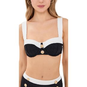 L'AGENCE Women's Alexandria Colorblock Chic Structured Bra Top with Gold Buttons in Kuwait