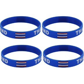 4pcs Thailand Flag Silicone Bracelet, Thailand Tourism Souvenir Bracelet, Outdoor Sports Elastic Rubber Wristband in Kuwait