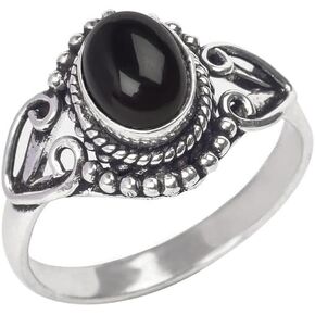 خاتم الأحجار الكريمة، خاتم فضي، خاتم فضي مصنوع يدويًا، مجوهرات بوهيمية، خاتم فضي للنساء والفتيات جميع المقاسات الأمريكية، هدية الذكرى السنوية، هدية لها، هدية عيد الميلاد in Kuwait