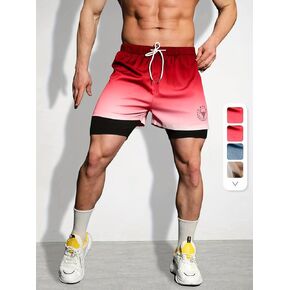 Men's 2-in-1 Athletic Casual Shorts,with Inner Pockets,Quick Dry Gym Workout Running Shorts in Kuwait