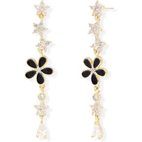 Jean Beau Gold Flower Dangle Drop Earrings for Women Dainty 14k Gold Plated Hypoallergenic Spring Floral Prom Earrings Fashion Outfit Accessories Jewelry Gift in Saudi Arabia