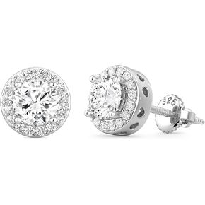 MOOSEA 1-2ct Halo Moissanite Earrings Screw Back, 925 Sterling Silver Lab Created Moissanite Earrings for Women Men Jewelry Gifts in Kuwait