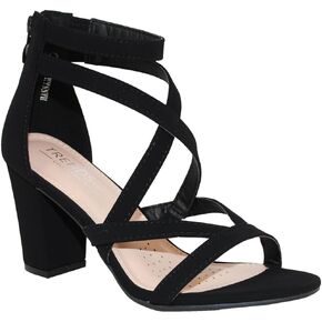 صندل نسائي من TRENDSUP بكعب سميك، مفتوح عند الأصابع، حزام للكاحل مع سحاب in Kuwait