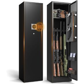 Marcree Gun Safe, 3-5 Digital Gun Cabinet for Rifle and Pistol with Removable Shelf, Rifle Safes with Alarm System, Mute Mode, Quick Access Shotgun Safe for Home, Assembly Required, 54.33“H in Kuwait
