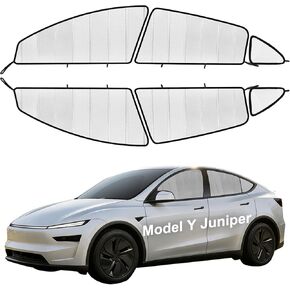 مظلات جانبية للنافذة لعام 2025 2026 طراز Tesla Y Juniper، تناسب 6 قطع حسب الطلب، تصميم قابل للطي سهل التركيب، تخزين مدمج، أغطية خصوصية تحجب الأشعة فوق البنفسجية in Kuwait