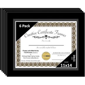 Creative Picture Frames 11x14 Manhattan Black Certificate Diploma Frame with White Mat 12x15-inch Frame includes Glass and Installed Hanger (pack of 2, White Matting) in Kuwait