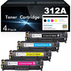 312A Toner Cartridges 4 Pack Set Replacement for HP 312A Toner 312X CF380A CF381A CF382A CF383A for Color LaserJet Pro MFP M476dn M476dw M476nw Printer Ink | Black Cyan Magenta Yellow in Kuwait