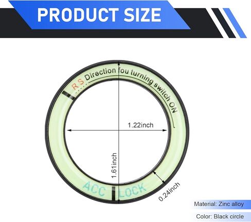 Downhill 1 PC Ignition Switch Decoration Ring, Luminous Ignition Keyhole Ring Circle Cover Trim, Aluminum Alloy Engine Start Stop Switch Keyhole Decals, Universal for Most Cars, Trucks, SUVs (Black) in Kuwait
