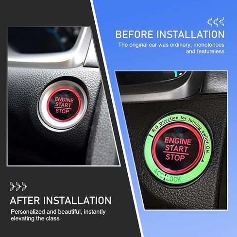 Downhill 1 PC Ignition Switch Decoration Ring, Luminous Ignition Keyhole Ring Circle Cover Trim, Aluminum Alloy Engine Start Stop Switch Keyhole Decals, Universal for Most Cars, Trucks, SUVs (Black) in Kuwait
