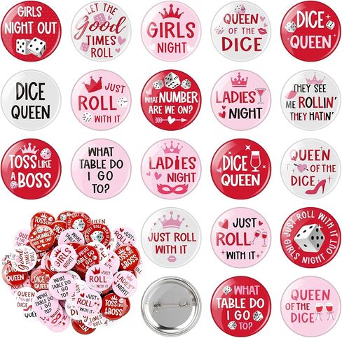 80 Pcs Bunco Game Night Pin Buttons Printing in Various Styles Classic Bunco Game Theme Design Round Metal Badge for Backpacks Jackets Bag Party Favors Decorations in Saudi Arabia