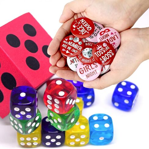 80 Pcs Bunco Game Night Pin Buttons Printing in Various Styles Classic Bunco Game Theme Design Round Metal Badge for Backpacks Jackets Bag Party Favors Decorations in Saudi Arabia