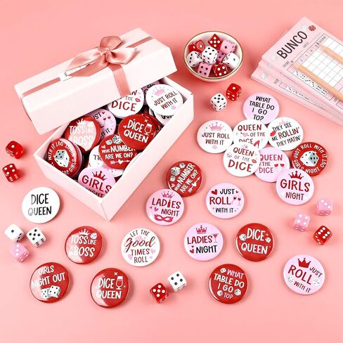 80 Pcs Bunco Game Night Pin Buttons Printing in Various Styles Classic Bunco Game Theme Design Round Metal Badge for Backpacks Jackets Bag Party Favors Decorations in Saudi Arabia