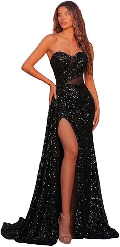 فساتين رسمية أنيقة للنساء من قماش التل والترتر لحفلات الزفاف، فساتين سهرة مثيرة بدون حمالات، بطول الأرض للحفلات الراقصة in Kuwait