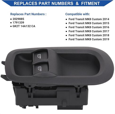 Obaee Window Switch Control Button Compatible with Ford Transit MK8 Custom 2014-2019 Replacement OEM 2029885 1791339，4+8 Pins in Saudi Arabia