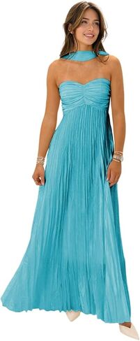 Flowy Chiffon Bridesmaid Dress with Scarf Strapless Formal Evening Dresses ZHY001 in Saudi Arabia