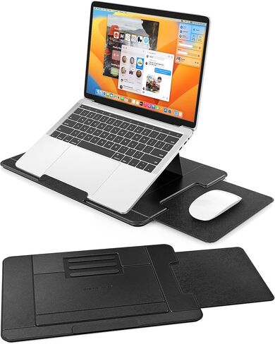 AboveTEK Adjustable Laptop Lap Desk, 3 Ergonomic Angles, PU Leather Non-Slip Surface, Heat Shield, Retractable Mouse Pad, Portable Laptop Lap pad Workstation for Bed, Sofa, Travel in Kuwait