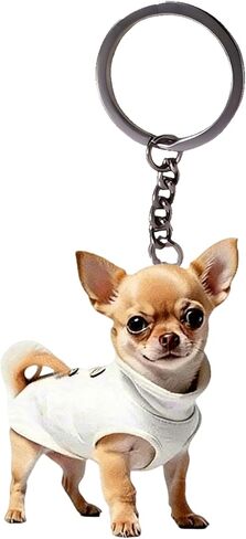Acrylic Chihuahua Keychain - Cute Puppy in Shirt Key Ring for Keys, Bags, Cars | Ideal Gift for Dog Lovers/YSK-57 in Saudi Arabia