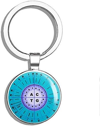 Genetic Code DNA Science Metal Round Metal Key Chain Keychain Ring in Saudi Arabia