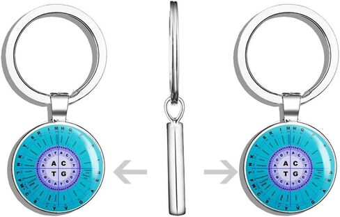 Genetic Code DNA Science Metal Round Metal Key Chain Keychain Ring in Saudi Arabia