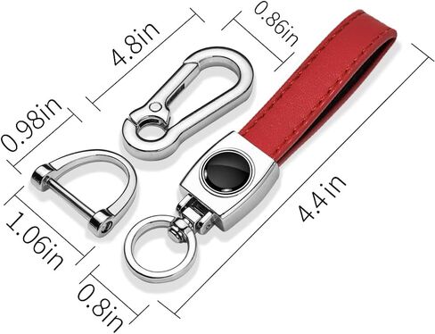 iPick Image for Dodge SRT Hellcat Logo in Black on Genuine Red Leather Loop-Strap Chrome Hook Metal Key Chain - Official Licensed in Saudi Arabia